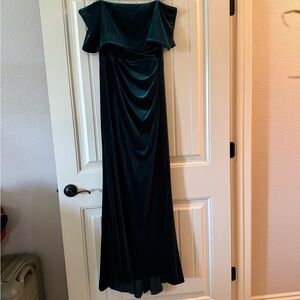 Vince Camuto Strapless Velvet Teal Dress